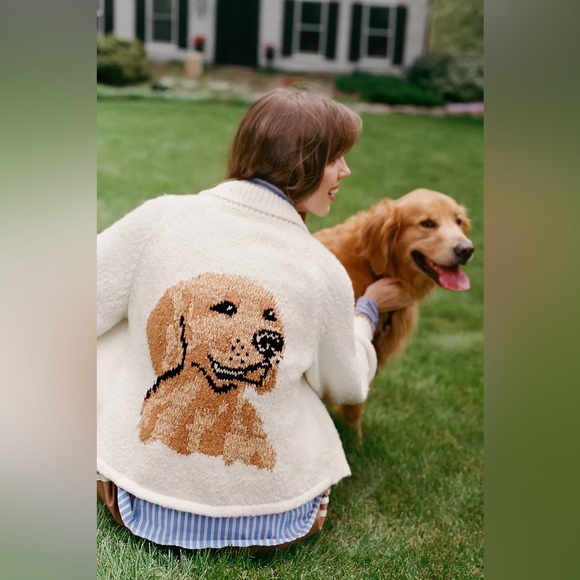 Anthropologie Sweaters - Anthropologie The Jesse Dog Icon Cardigan Sweater by Pilcro Golden Retriever
